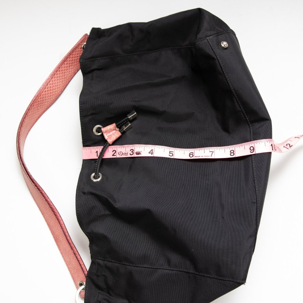 Kate Spade "Maddie" Nylon Drawstring Shoulder Bag Snakeskin Strap 2000s Black - Picture 11 of 12